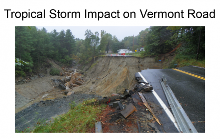 Image of a road in Vermont that was completely destroyed by Tropical Storm Irene.